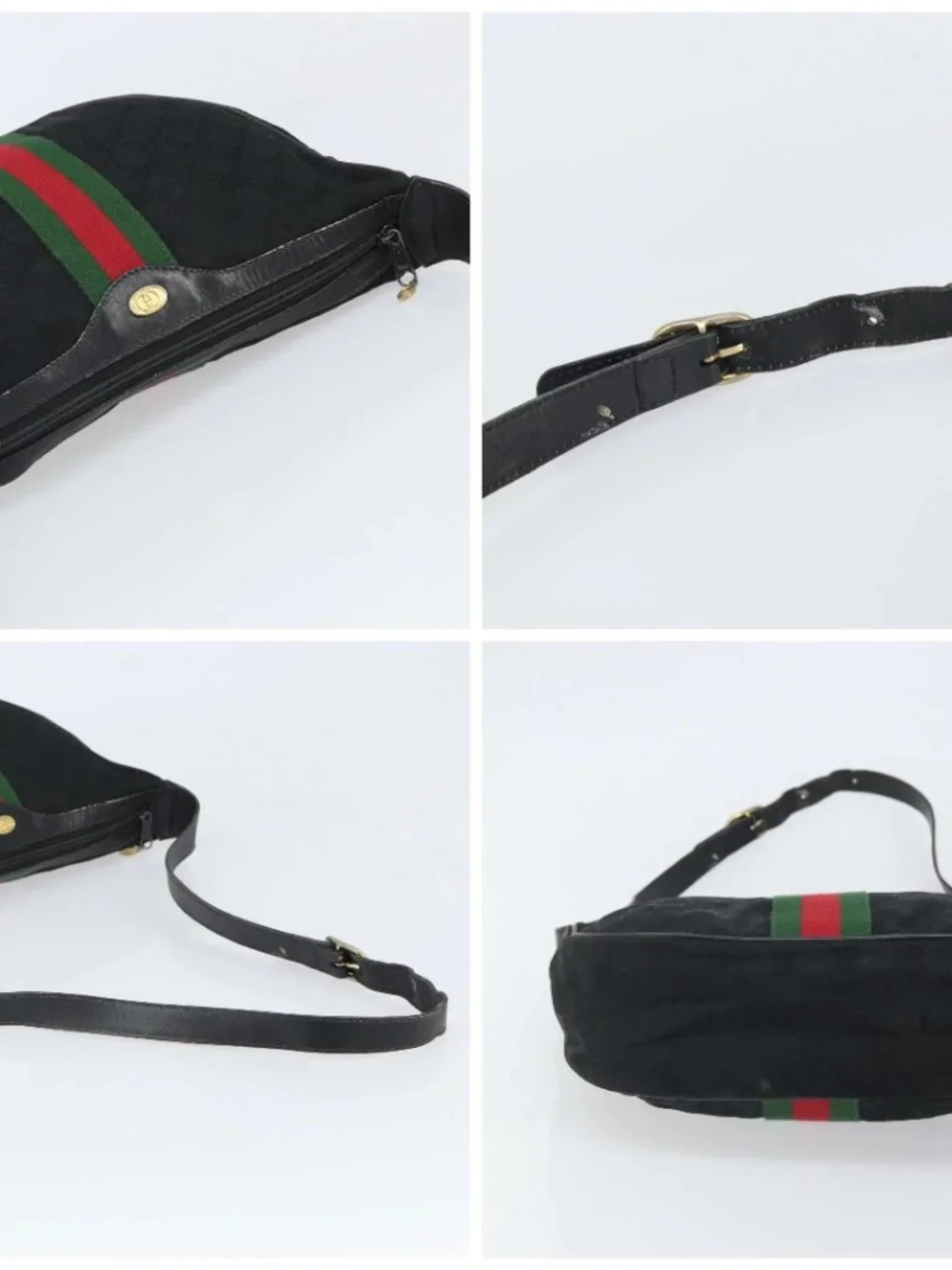GUCCI GG Canvas Web Sherry Line Shoulder Bag Black - Picture 16 of 16
